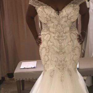 Diamond mermaid fit ivory wedding dress